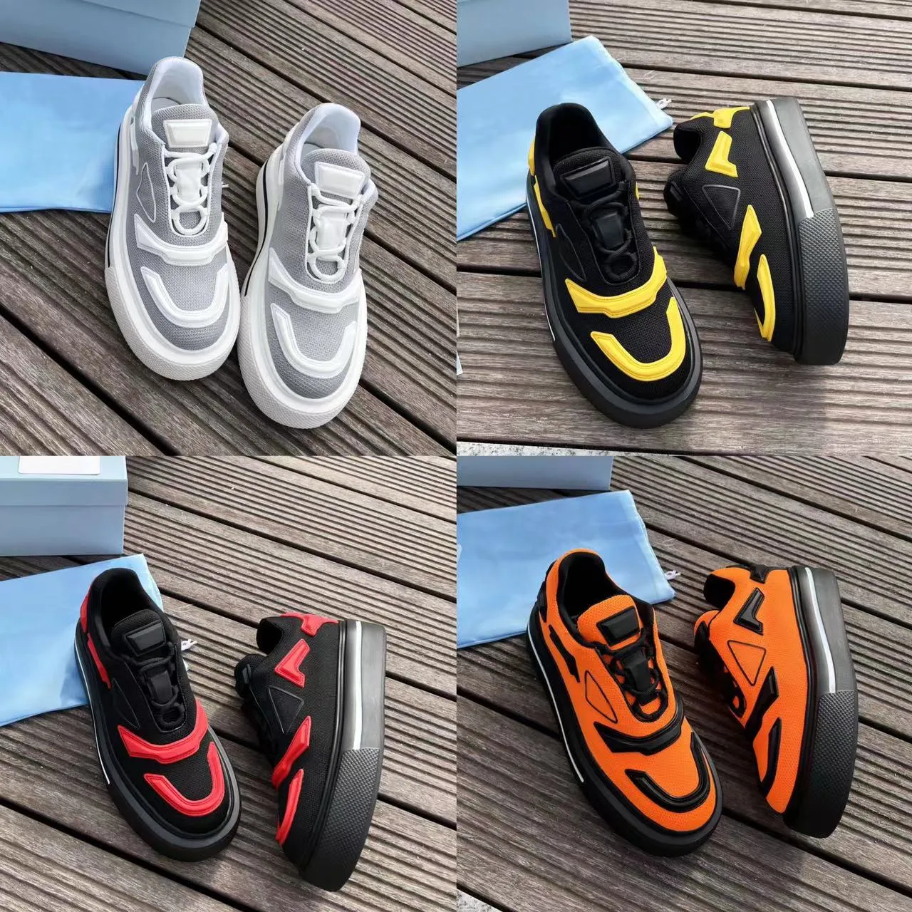 DHgate Lady Designer Casual Shoes Triangle Thick Sole Double Wheel Nylon Sneakers Women White Canvas Luxury Low Leather Shoes BCM7 Shoes Accessories