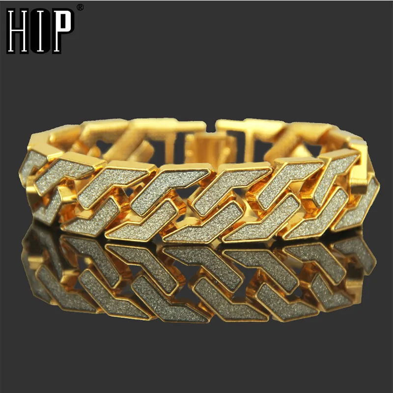 Hip Hop Goldfarbe vergoldet Micro Pave Kubikzircon Armband Iced Out Länge Kette für Männer Frauen Schmuck