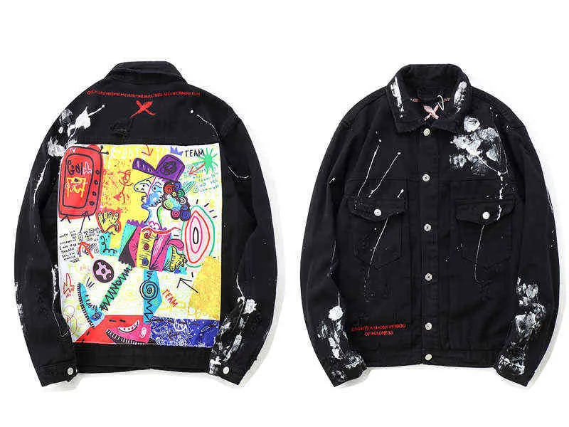 Graffiti Cartoon Ripped Denim Jackets 1