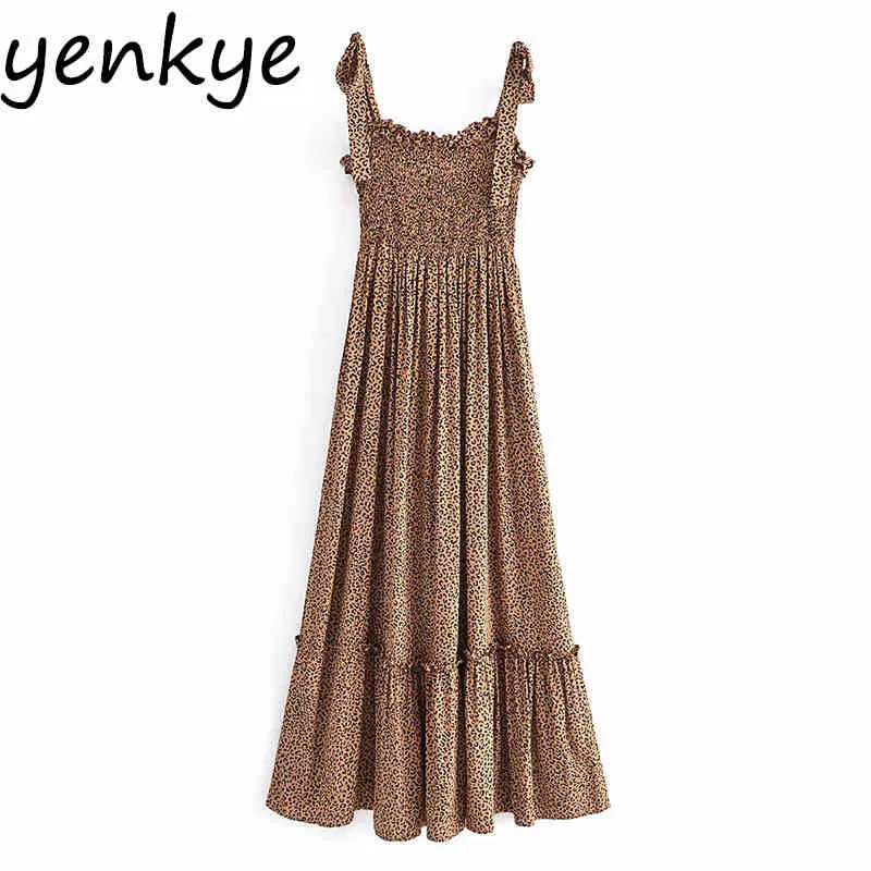 Sexy Sling Vintage Leopard Dress Women Sleeveless Vestido Mujer Holiday Casual Party Long Dresses Summer 210430