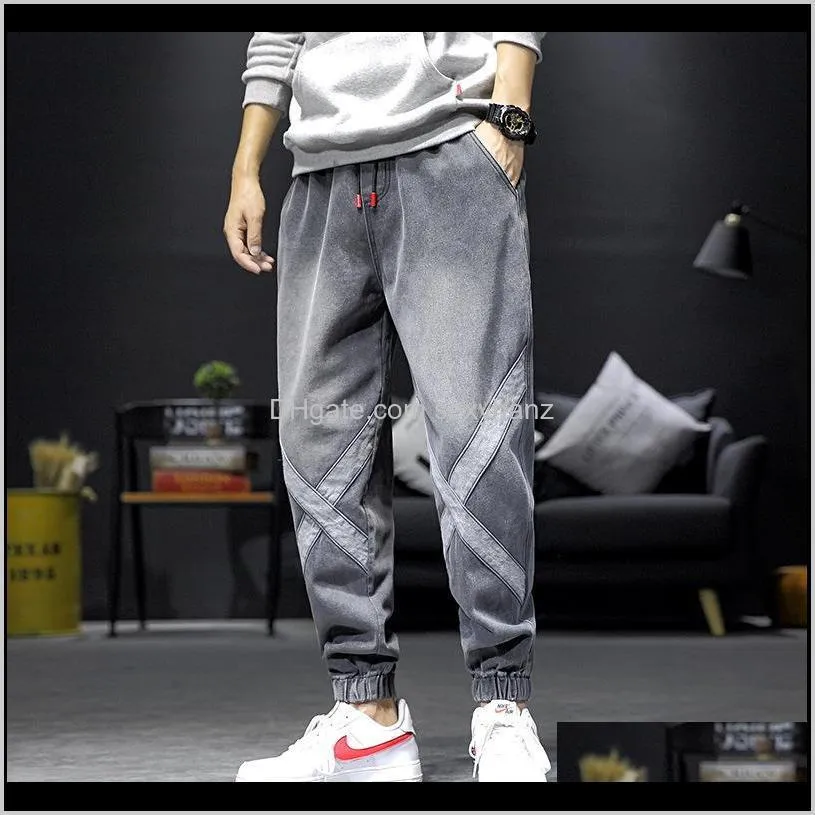 25 tide brand autumn jeans overalls leggings harem pants ins fashion loose long pants men1