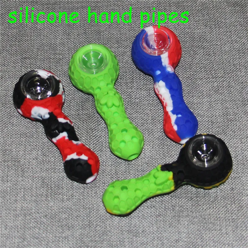 Silikon-Tabakpfeifen, Handpfeife mit Glasschüssel, Dabber-Werkzeuge, Ölbrenner-Dab-Rigs