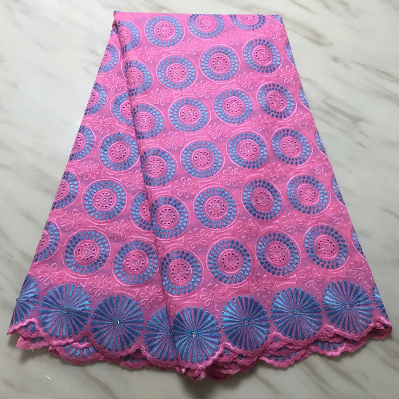 5 Yards/pc Alla Moda Fiore Blu Ricamo Tessuto di Cotone Rosa Africano Pizzo Voile Svizzero Per Il Partito PL11370