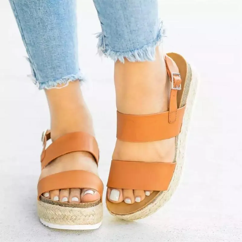 Vrouwen Sandalen Platform Wedge Zomer Hoge Hakken Casual Mode Vrouwelijke Gesp Plus Size Schoenen