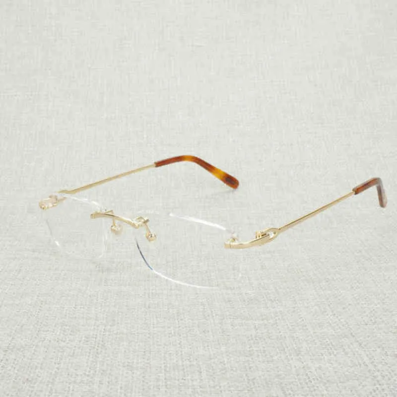 Luxury Rimless Square Rimless Sunglasses Mens For Men Designer Clear