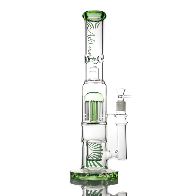 Cachimbas cinco colores reciclador burbujeador tubería de agua dab rig una película de pico 12 tenedores doble perc con junta de tazón de 14 mm