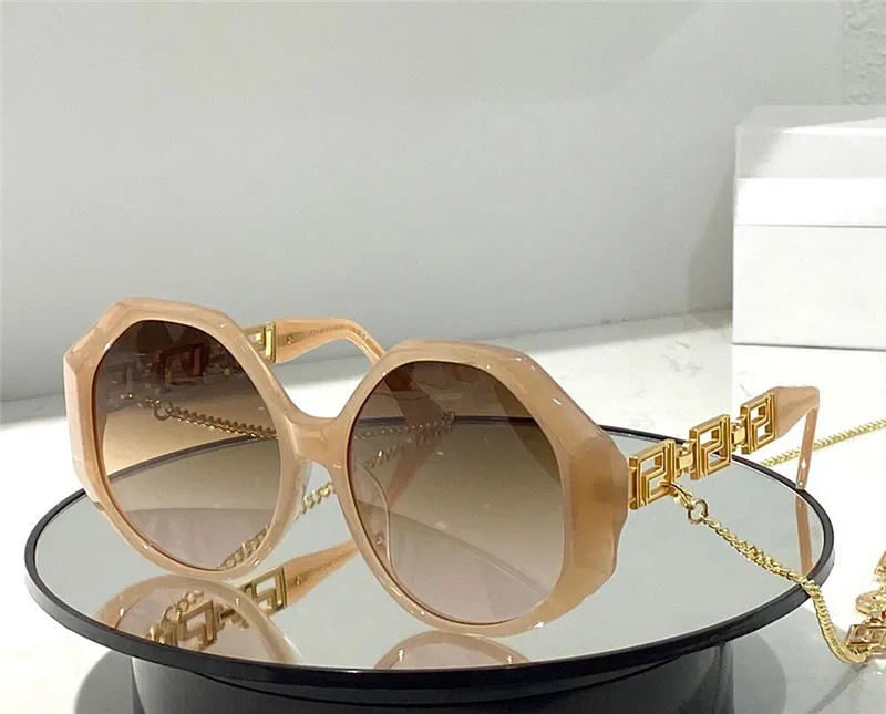 Fashion designer 4395 Sunglasses for women trend vintage Polygon shape glasses with chain Summer Avant-garde Collocation Top quality Anti-Ultraviolet case