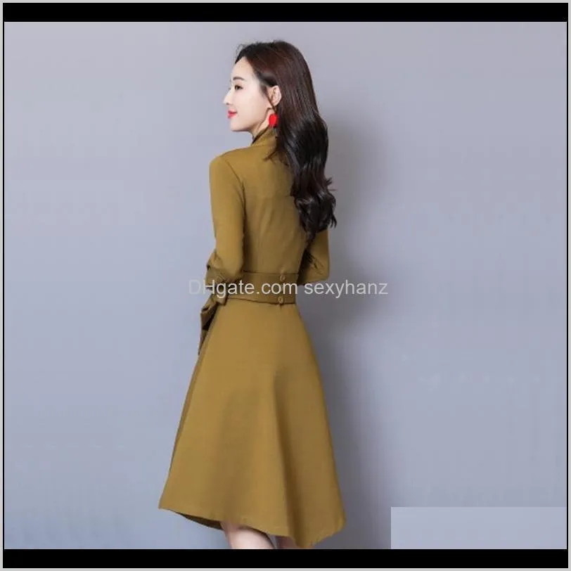 autumn trench coat women outwear belt female black long coats for ladies new korean fashion women overcoat femme dd2329