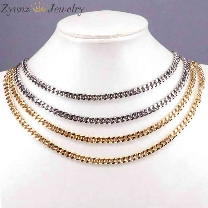 10PCS, Curb Cuban Frauen Halskette Kette Gold Silber Farbe Metall Halsketten für Mode Schmuck Machen Zubehör X0509