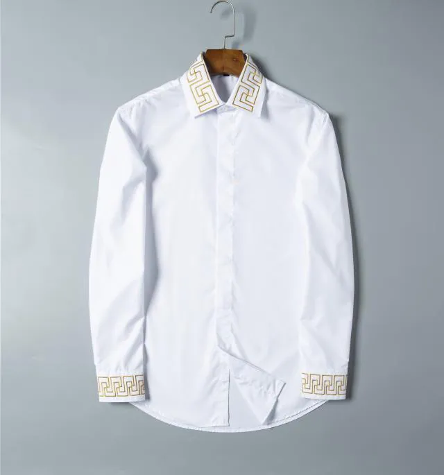 럭셔리 디자이너 도매 망 드레스 셔츠 솔리드 슬림 긴 소매 브랜드 작업복 Chemise Homme Camisa Social Masculina M-3XL #01