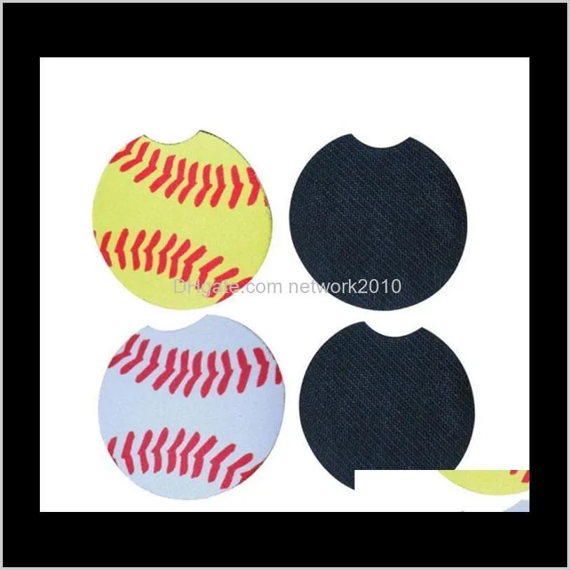 18style baseball softball design neoprene car coasters car cup holder coasters for car cup mugs mat contrast home decor accessories