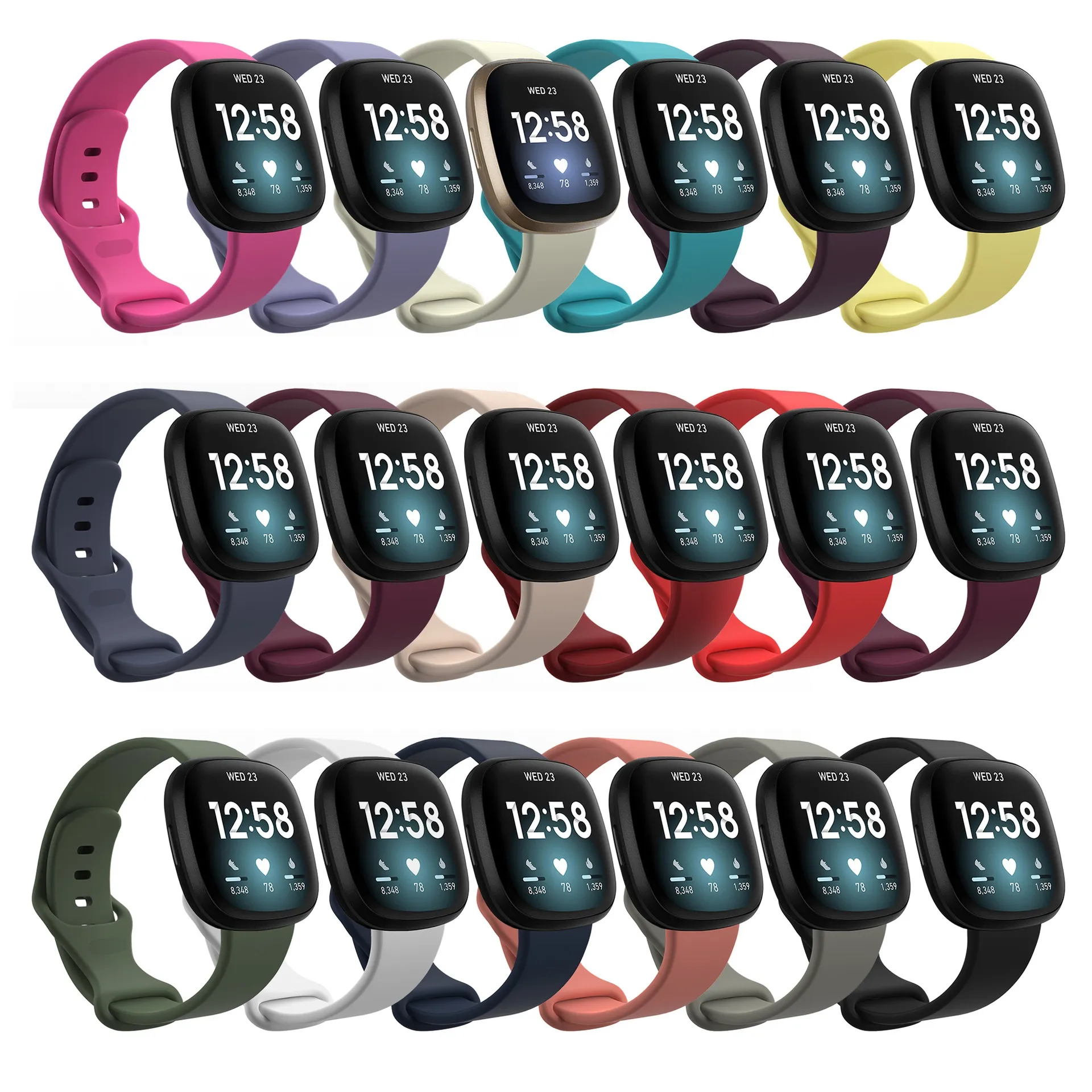 Cinturino per Fitbit Versa 3 / Sense Soft TPU Cinturino sportivo Cinturino di ricambio per donna Uomo Smart Watch Accessori per Fitbit Sense all'ingrosso