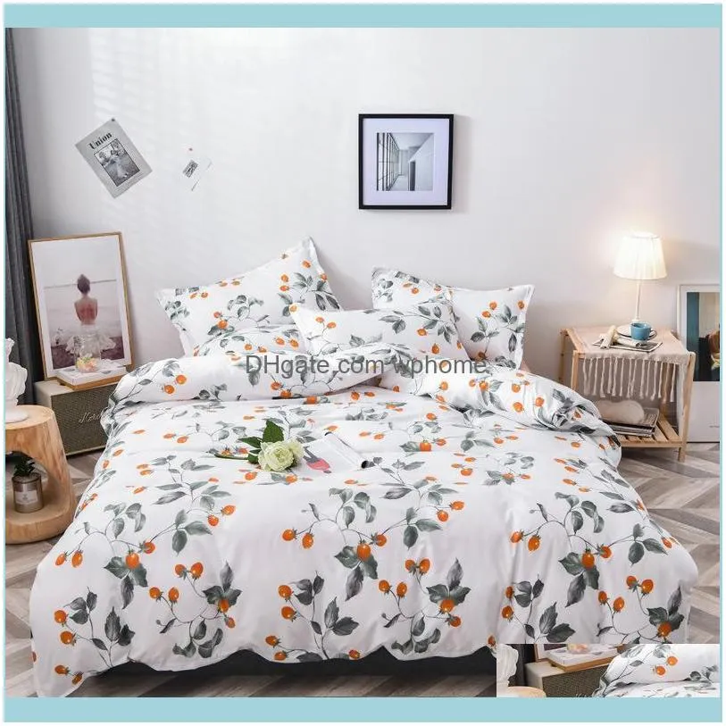 Bedding Sets Gray Tropical Leaf 4pcs Bed Cover Set Cartoon Duvet Child Adult Sheets And Pillowcases Comforter 610011