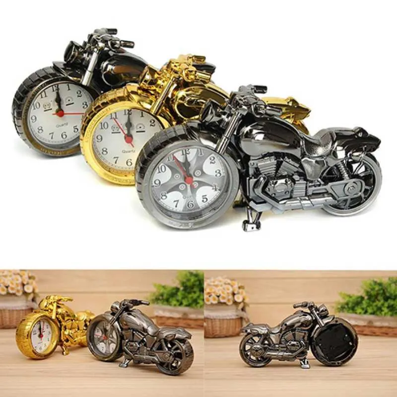 Outros relógios Acessórios Retro Creative Motorcycle Forma Quartz relógio de relógio Alarme TimeKeeper Desktop Quarto Home Secretária Decoração legal Presente