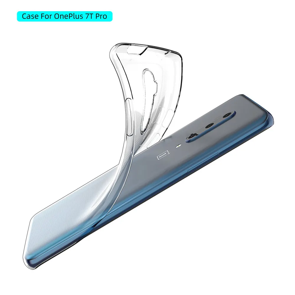 Étuis transparents pour OnePlus 7T Pro, coque souple en silicone TPU pour OnePlus 1 + One Plus 7T Pro, coque arrière transparente