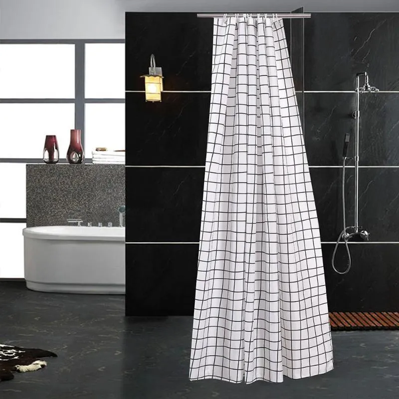 Shower Curtains Curtain Waterproof Plaid Printed For Bathroom El Blackout Partition Set Accessories