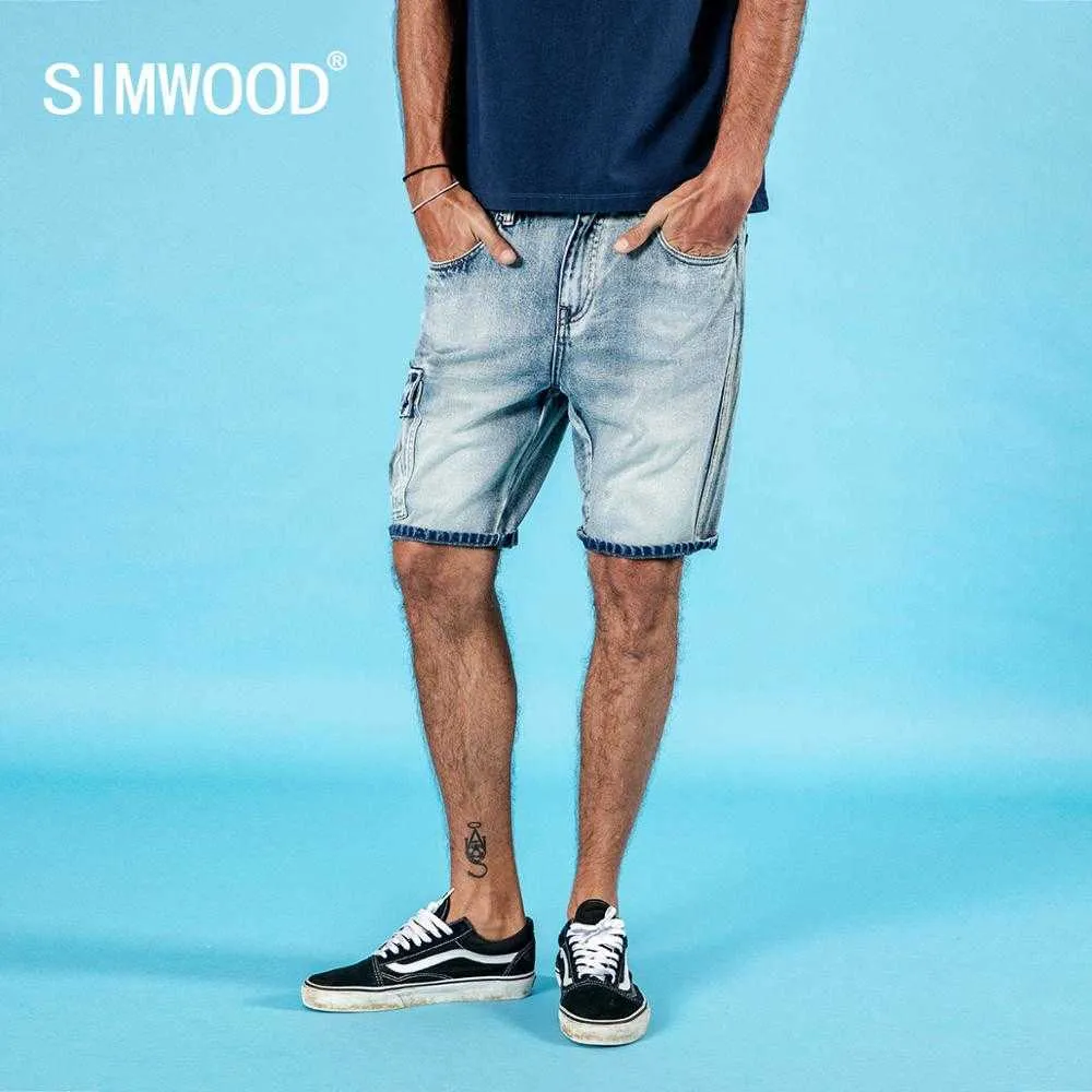 summer denim shorts men wash vintgae cargo fashion hip hop 100% cotton striped brand 190333 210714