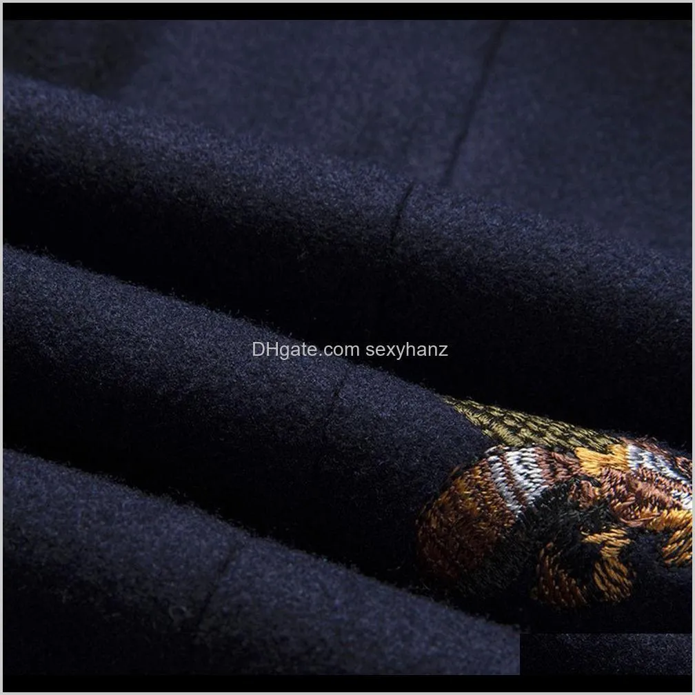 men`s bee embroidery blazer slim fit wedding prom blazers tweed wool for men stylish suit jacket