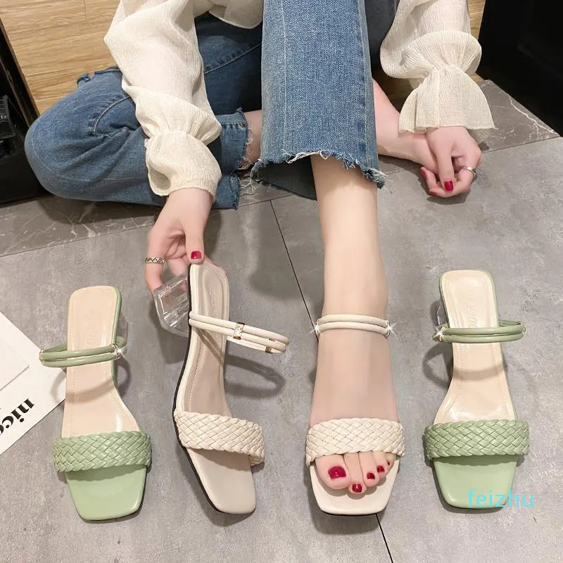 Sandals Beige Heeled Female Shoe 2021 Women's Espadrilles Platform Two Weare All-Match Black Girls Clear High Comfort High-h