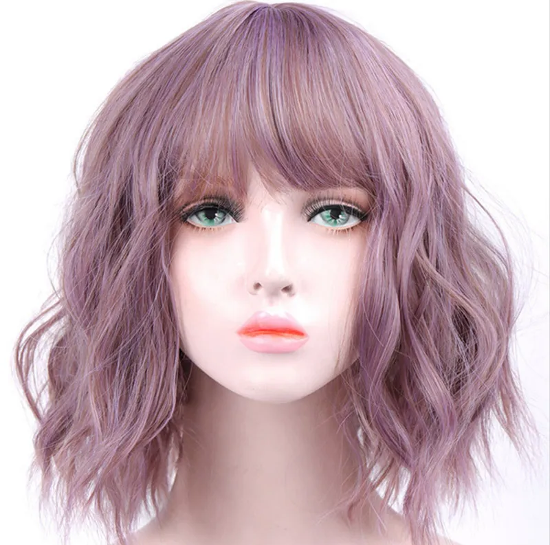 Korte Synthetische Pruik Simulatie Menselijk Haar Pruiken Body Wave Perruques de Cheveux Humainsin 15 Colors AOSE009