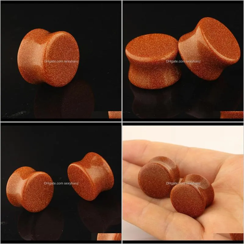 nature stone ear plugs tunnels gauges stretcher piercings double flared flesh stone piercings body jewelry mix 6-16mm