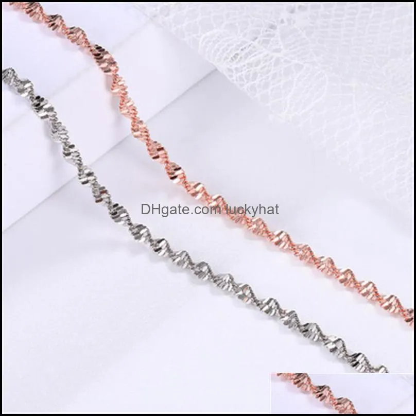 Link, Chain Gold Bracelet For Women Simple Smooth Exquisite Trendy Spiral Wave Twisted Grain Female Fashion Jewelry Gifts Wholesale