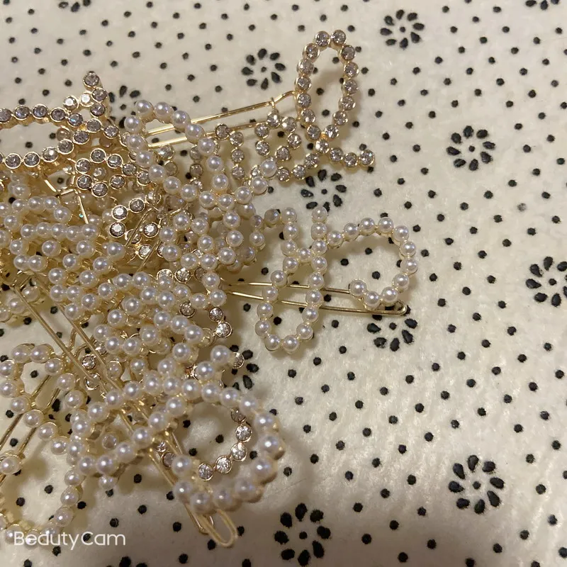 Perle di metallo di moda classica o lettere di forcine di diamanti fermagli per capelli clip laterale per ornamenti per la testa della collezione da donna regalo vip298s