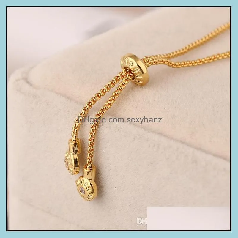 2019 Brand name Top quality brass bracelet with diamond chain for women and mother`s day gift jewelry free shipping