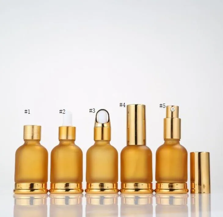 30ml glas eterisk olja flaskor flaska kosmetisk serumförpackning lotion pump atomizer spray dropper sn3001