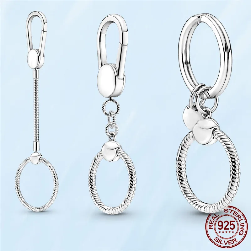 2021 HOT S925 Sterling Silver Moments Small Bag Charm Holder Key Ring fit Pandora Jewelry Making Gift With Original Box