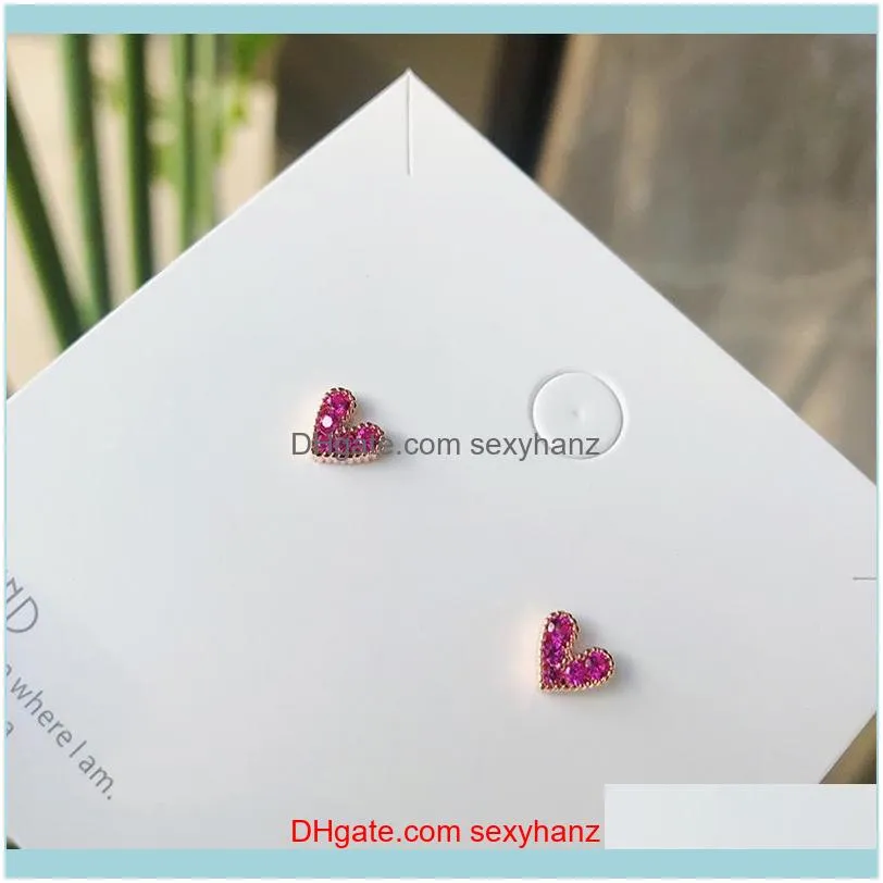 Rose Gold Color Cubic Zirconia Heart Shaped Stud Earrings For Women Wedding Bridal Party Jewelry Gift Pendiente