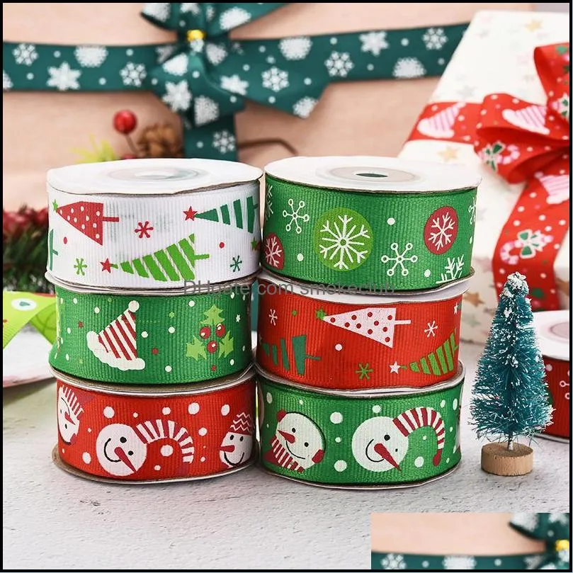 12 style 2.5cm Christmas decorations festive supplies ribbons Christmas Ribbon Christmas tree fawn snowflake ribbon DHL Shipping