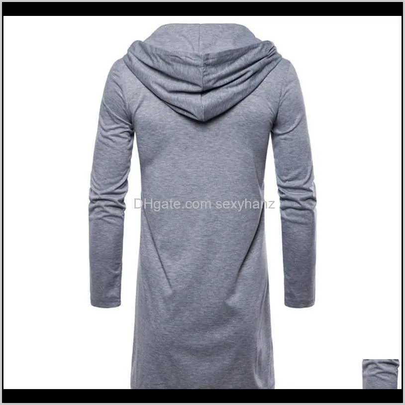 mens hooded sweatshirt black long hip hop hoodie fashion casual jacket long sleeved cloak men`s jacket m-xxl