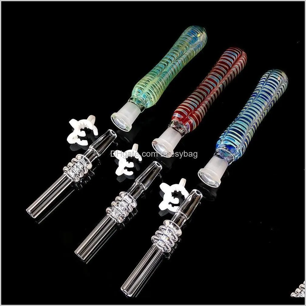 2020 glass nc kit with quartz tips dab straw oil rigs silicone smoking pipe glass pipe smoking accessories dab
