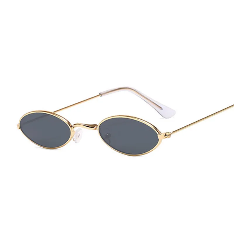 Retro små ovala solglasögon kvinnor vintage varumärke nyanser svart röd metall färg solglasögon för kvinnlig modedesigner lunette