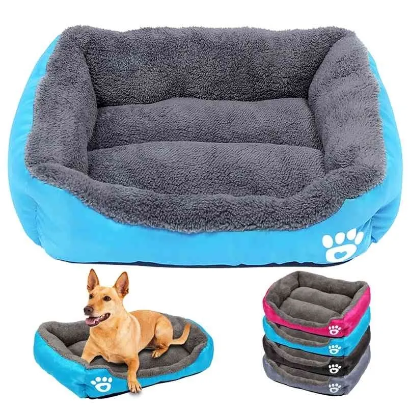 Dog Łóżko Mały Dom Ciepły Fleece Pet Sofa Kennel Gniazdo Puppy Cat Łóżka Mata Dla Medium S Chihuahua Cama Para Perro 210924