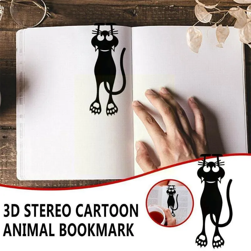 Bookmark 1pc Cute Kawaii Hollow Kitten Plastic Black Book Supplies For Student Kid Gift S H1x5