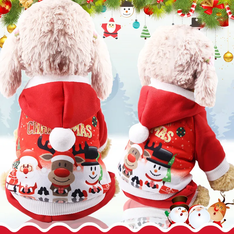 Kerstmis hondenkleding voor kleine winter chihuahua cartoon eland jas Frans grote jas