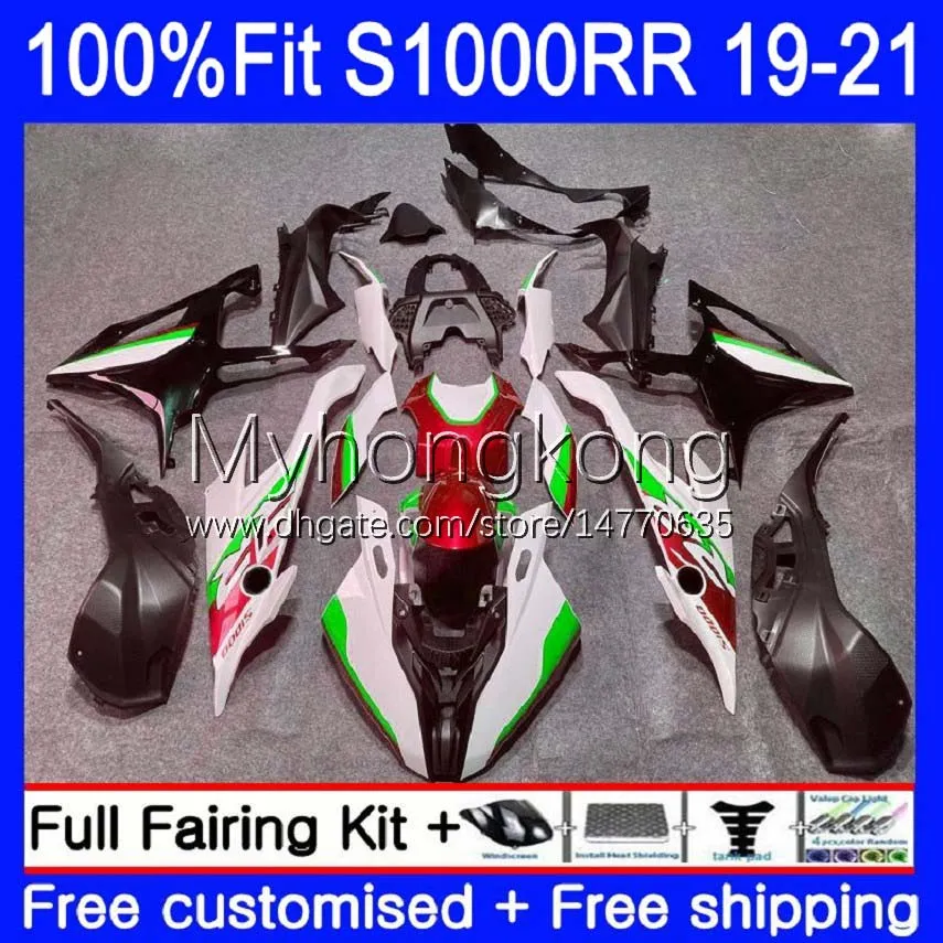 Carrosserie de moulage par injection OEM pour BMW Rouge vert blanc S1000RR S 1000RR S1000 RR 2019 2020 2021 Corps 3No.64 S-1000RR S-1000 S 1000 RR S1000-RR 19 20 21 Kit de carénage complet 100% Fit