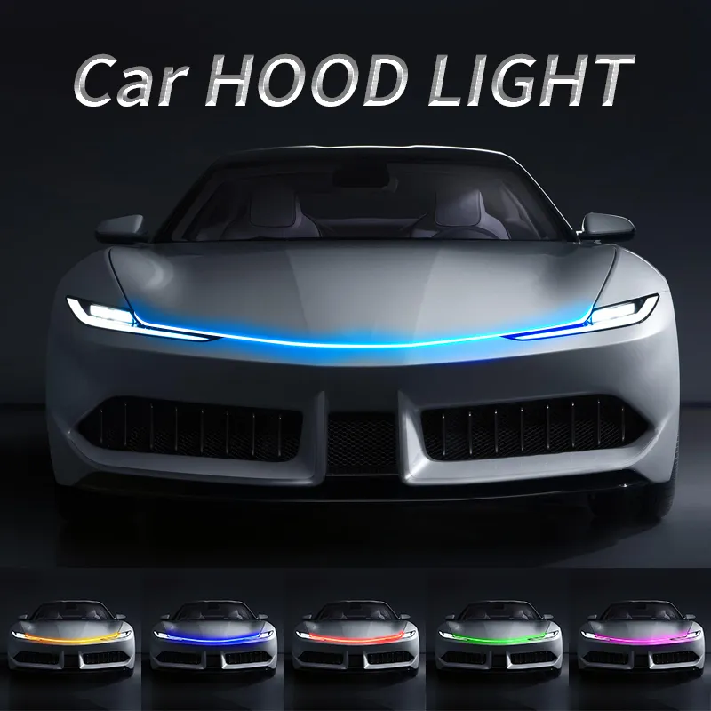 Car Hood DayTime Running Light Strip Vattentät Flexibel LED Auto Dekorativ atmosfär Lampa Ambient Backlight Universal 12V