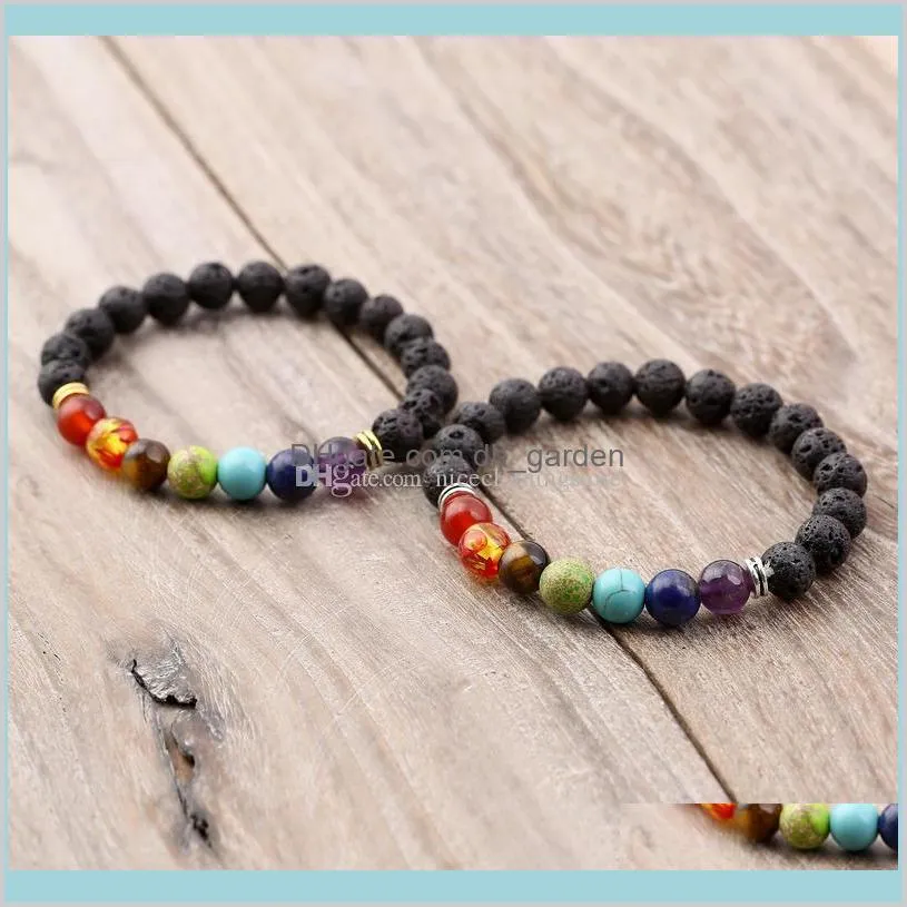 7 chakra bracelet stones natural  oils self confidence holistic aromatherapy lava stone mala meditation bracelet