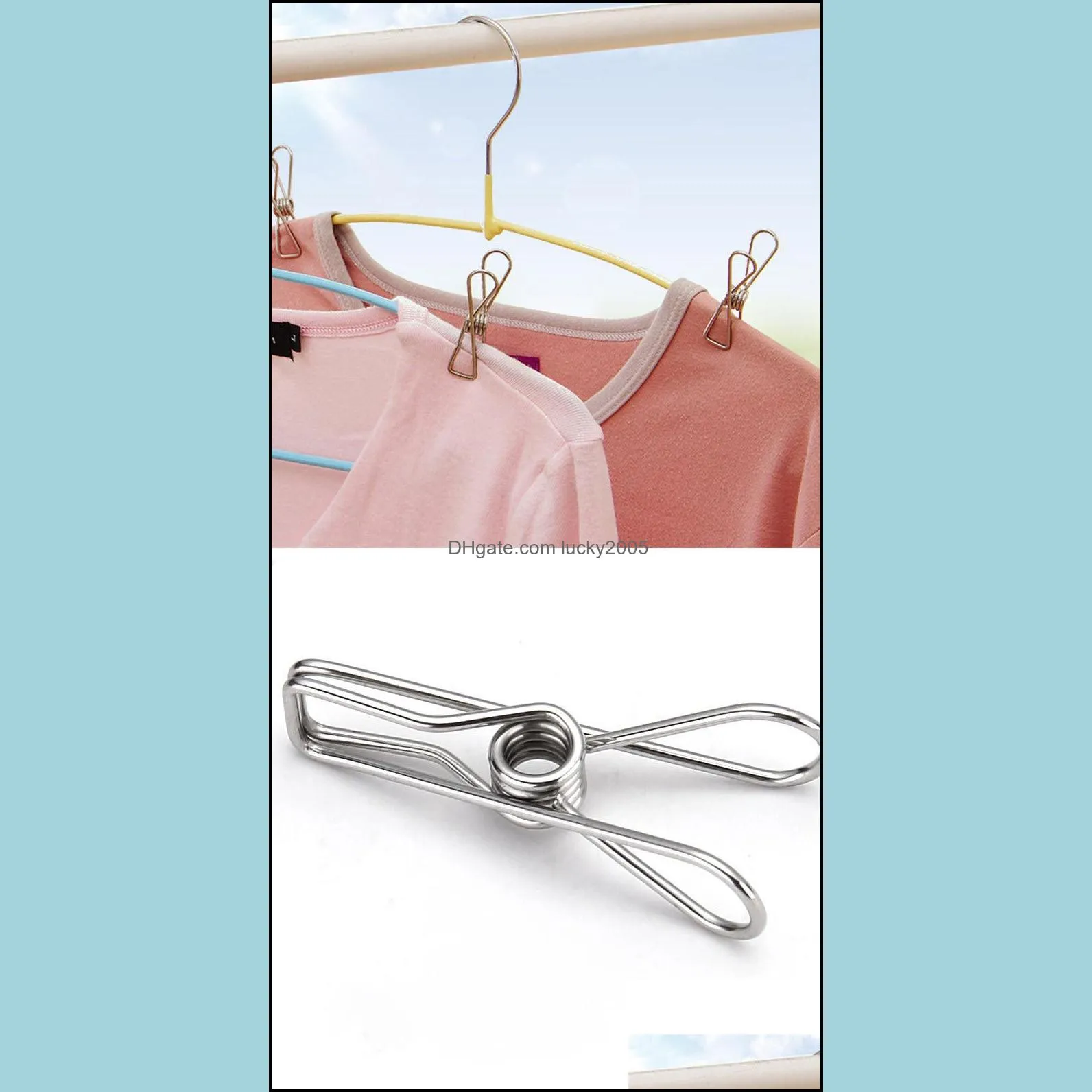 Multifunction Spring Clothes Clips Stainless Steel Pegs For Socks Photos Hang Rack Parts Portable Bathroom Hangers Accessories