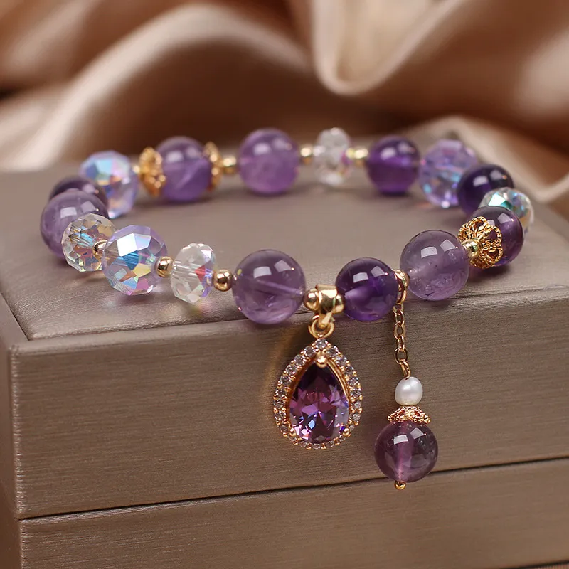 Amethyst Bracelet Ladies Exquisite Zircon Love Pendant Bead Bracelet Gift Bracelet Jewelry CX220302