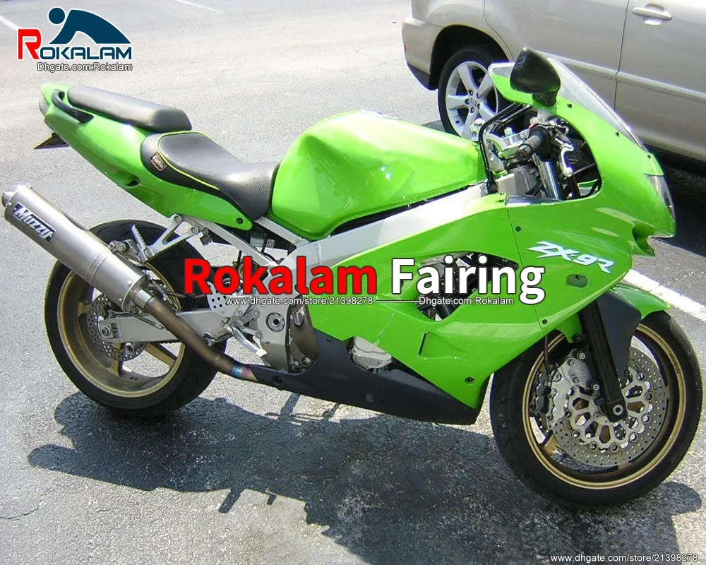 Zestawy zielone dla Kawasaki Ninja ZX9R 1998 1999 ZX 9R 98-99 Części motocyklowe Cowing (formowanie wtryskowe)