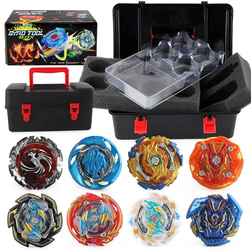 Beybleyd Burst med bärbox Gyroskop Alloy Bey Blade Burst Spinner Kit med handtag Tvåvägs Launcher Battle Spinner X0528