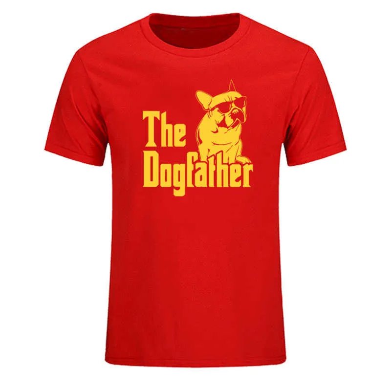 Dogfather Maglietta Bulldog Francese, Uomo Unisex, Cotone, Stampa Divertente, Bianco XXL