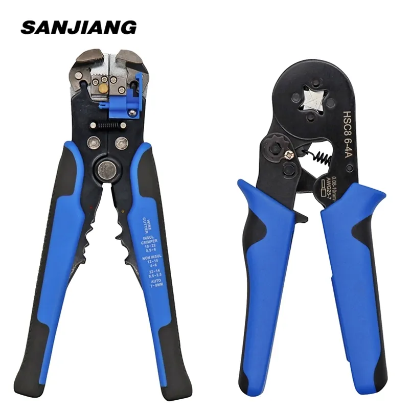 HS-D1 HSC8 6-4 Crimper Cable Cutter Automatisk Wire Stripper Multifunktionell Strippning Handverktyg Crimping Twiers Terminal 211110