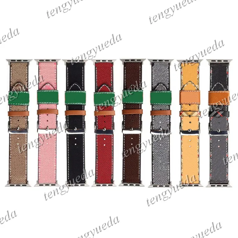 Fashion Luxury Designer Smart Watch Straps 38 40 41 42 44 45 49 mm for Smart Watches Series 2 3 4 5 6 7 Leather Print Pattern Bands Deluxe Watchbands