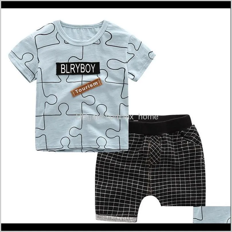 summer baby boy clothes kids short sleeve t-shirt+shorts 8pcs/lot set letter pattern boys clothing children clothing set