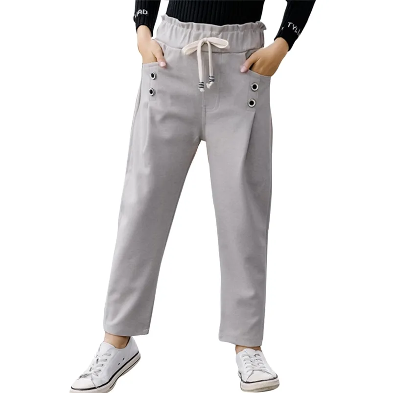 Teenage Girls Sport Pants Düz Renkli Pantolon Kız Est Çocuk Bahar Sonbahar Kıyafetleri 210527